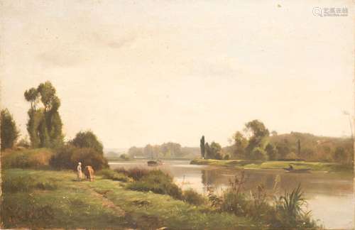 Marcelin DE GROISEILLIEZ (1837-1880). "Paysage de riviè...