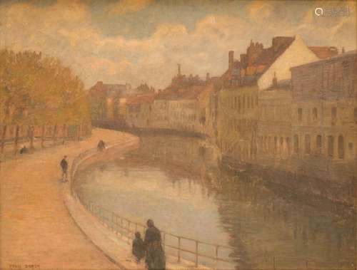 Henri DUHEM (1860-1941). "Les quais de la Scarpe à Doua...