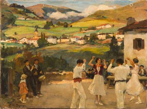 Paul Michel DUPUY (1869-1949). "Scène de bal au Pays-Ba...