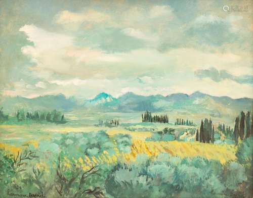 Hermine DAVID (1886-1970). "Paysage provençal", hu...