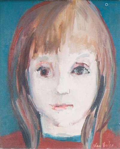 Arthur Van HECKE (1924-2003). "Portrait de jeune fille&...