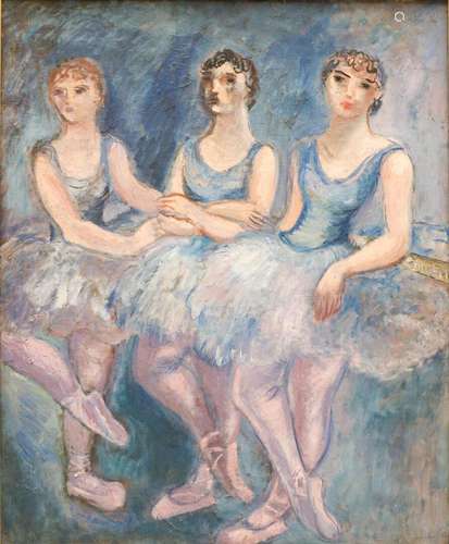 École du XXe. "Les Trois danseuses", huile sur toi...