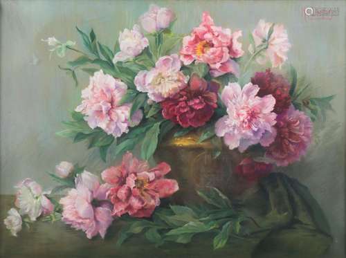 M.A. DUPUY (XXe). "Bouquet de pivoines", grand pas...