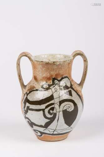Yoland CAZENOVE (1914-2009). Vase à deux anses en grès émail...