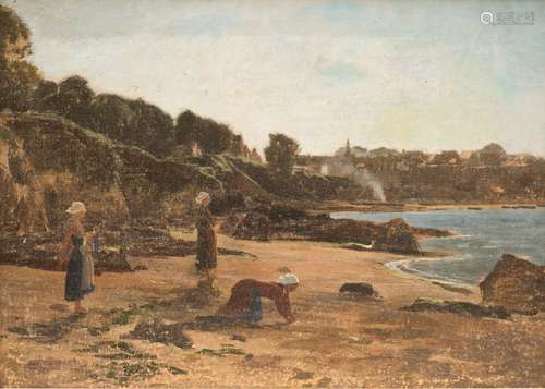 Édouard LECONTE (1837-1869). "Bretonnes sur la plage&qu...