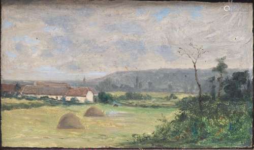 Édouard LECONTE (1837-1869). "Paysage de Cernay" e...