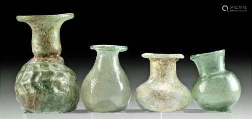 3 Miniature Roman Glass Jars + 1 Sprinkler Flask
