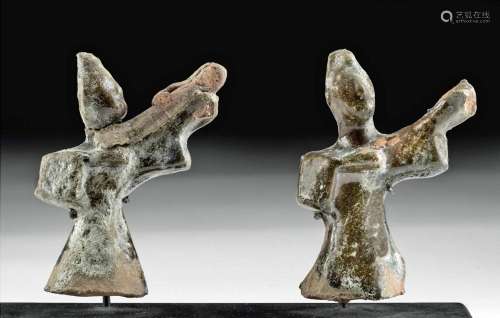 Chinese Han Dynasty Glazed Pottery Archers (pr)