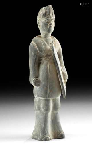 Chinese Wei Pottery Warrior Tomb Figure w/ Shield