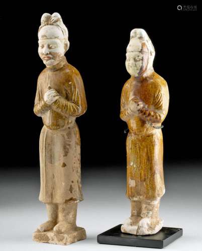 Chinese Tang Sancai Pottery Attendant Figures, TL d