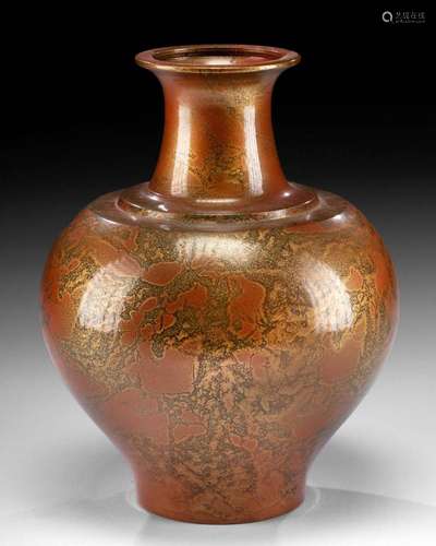 Japanese Meiji / Showa Brass Vase Murashido Finish