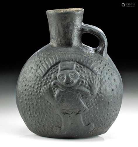 Chimu Blackware Jar w/ Figural Relief