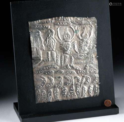 Sican Lambayeque Silver Votive Plaque - Lobsters, Fish