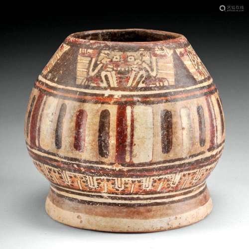 Nicoya Polychrome Pottery Jar w/ Zoomorphs