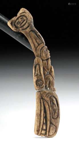 20th C. HaidaTlingit Bone Carving Stylized Whale