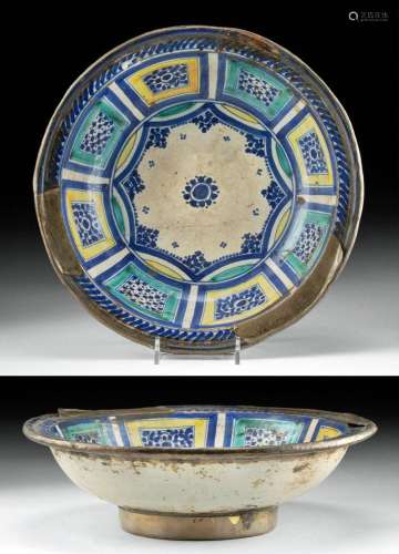 19th C. Moroccan Fez Pottery Bowl, ex-Museum