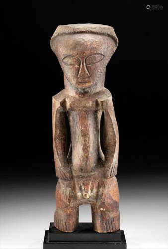 20th C. African DRC Kusu Incised Wood Male Figure