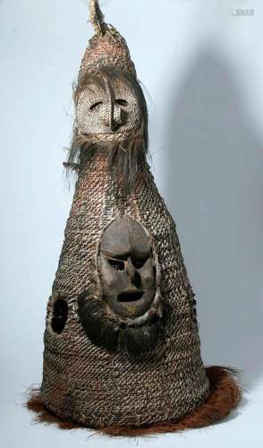 20th C. PNG Sepik River Woven Dance Costume - 5 ft!