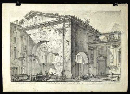 18th C. Piranesi Etching - Atrium of Portico of Octavia