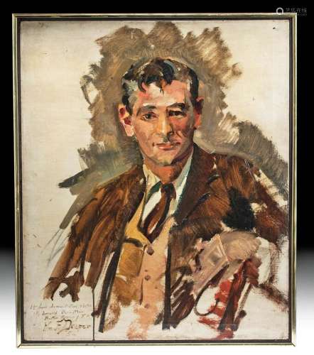 Signed, Framed Draper Portrait Leonard Bernstein, 1956