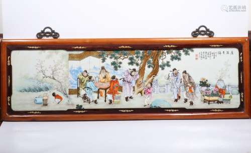 A FAMILLE-ROSE WALL PLAQUE.MARK OF WANG QI