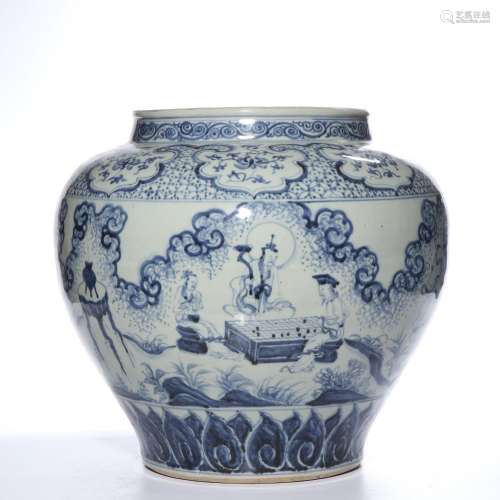 A BLUE AND WHITE 'FIGURAL' JAR.MING DYNASTY