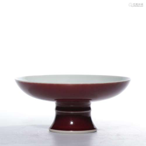 A COPPER-RED STEMBOWL.QING PERIOD