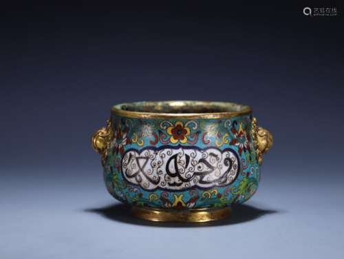 A CLOISONNE ENAMEL BRONZE CENSER.MARK OF QIANLONG