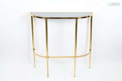 1970s Mid Century Brass Half Moon Console Table