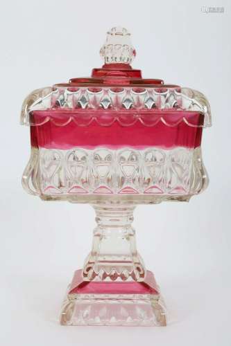 Vintage Pressed Glass Lidded Compote Candy Dish