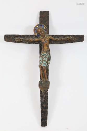 Vintage Brutalist Enameled Crucifix