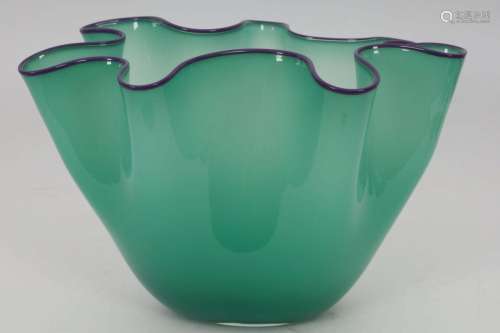 Signed Modernist Art Glass Handkerchief Vase