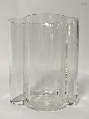 Mid Century Clear Glass Vase Aalto Style