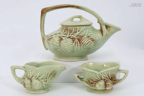 Vintage 1940s McCoy Pottery Pine Cone Tea Set