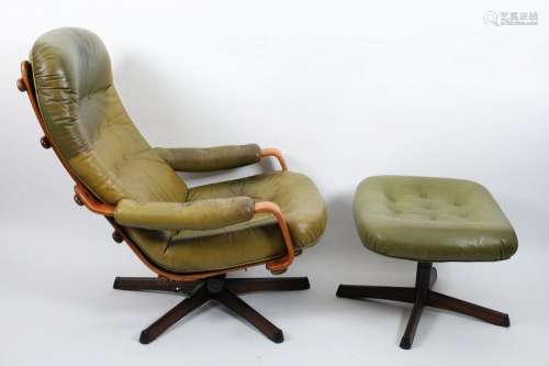 Leather Gote Mobler Swedish Lounge Chair / Ottoman