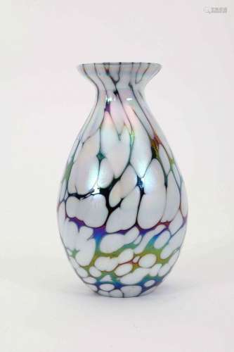 Iridescent Art Glass Kralik Crackle Glaze Bud Vase