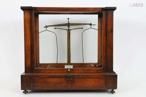 19th C Enclosed Christian Becker Apothecary Scale