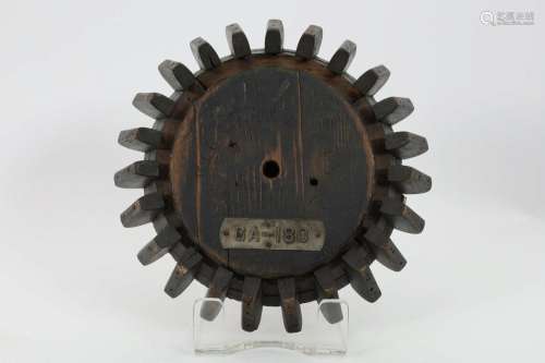 1930s Industrial Wooden Gear Table Sculpture