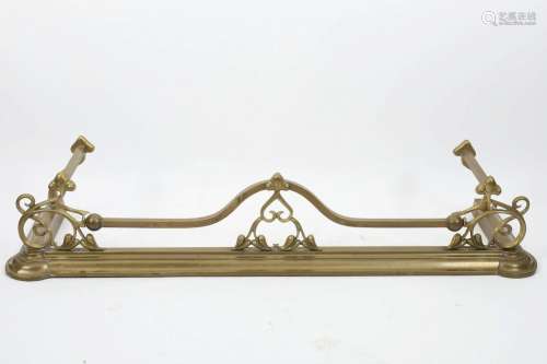 Antique Brass Art Nouveau Fireplace Fender