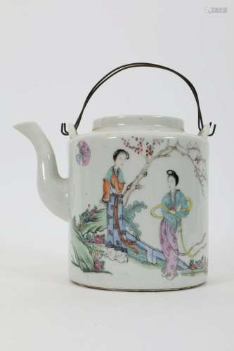 Antique Chinese Hand Painted Teapot Signed