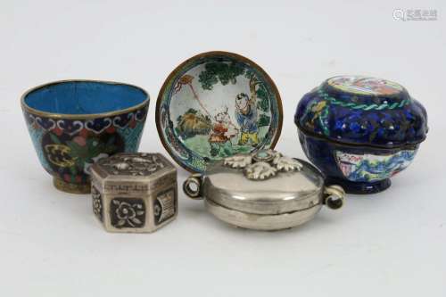 Antique Chinese Enamel and Silver Lot