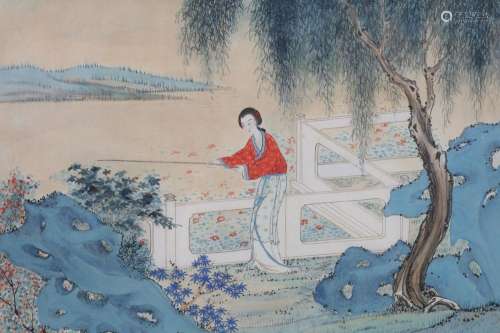 Antique Chinese Export Watercolor Landscape