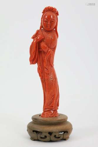 Antique Chinese Coral Figure of a Lady