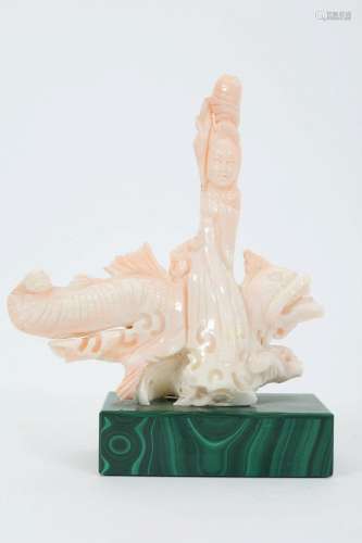 Chinese Angel Skin Coral Statue