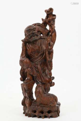 Chinese Carved Hardwood Figure of Wise Man