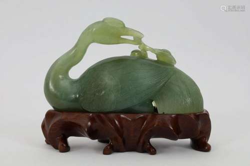 Chinese Jade Crane with Peach Branch