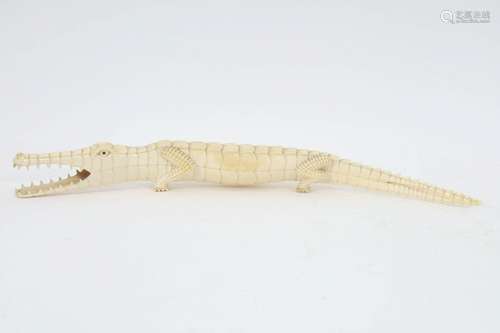 Antique Carved Alligator Statue