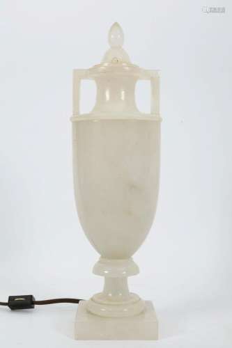 Carved Alabaster Urn Lamp