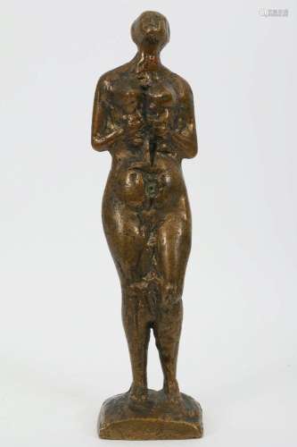 Unsigned Brutalist Bronze Statue, Female Nude