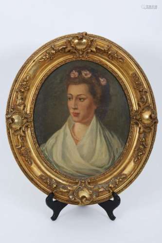 Antique Signed Rococo Portrait of a Lady